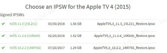 downgrade tvos